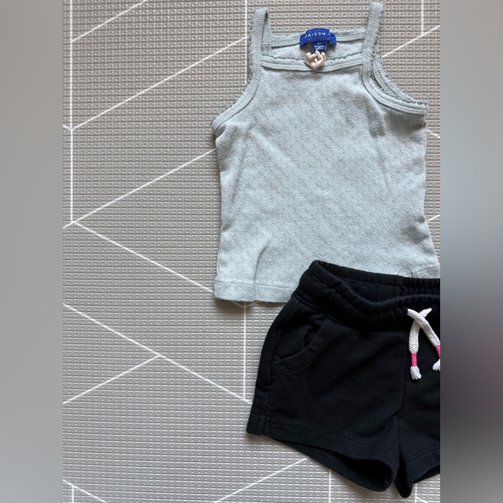 Cat & Jack Light Blue Tank Top and Black Shorts Set